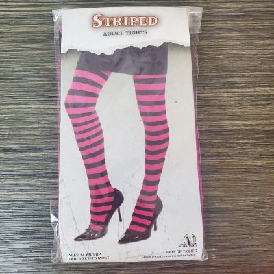 NEW Spirit Halloween Hot Pink & Black Striped Adult Tights Costume Cosplay OSFM